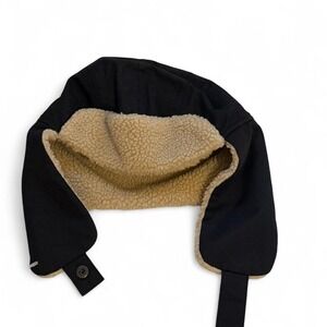 Lands' End Black Winter Trapper Hat Sherpa Lined Bomber Aviator Cap